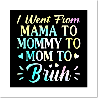 I Went From Mama To Mommy To Mom To Bruh - Funny Mothers Posters and Art